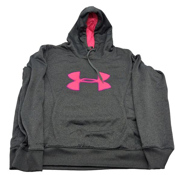Under Armour Tops - Under Armour XL ColdGear Hoodie Gray Pink - Semi-Fitted